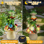 Frog Statues for Garden,Mushroom Frog Statue Solar Garden Statues with 5 LED Lights,for Lawn Patio Porch Yard Decor Gifts for Women/Mom/Grandma