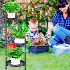 3 Tier Plant Stand Indoor Tall, Black Metal Corner Plant Stands for Indoor Multiple Plants, Flower Pot Stands Outdoor Holders Plant Shelf Display Rack for Garden Balcony Patio Living Room