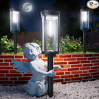 ALFIOT Solar Pathway Lights Outdoor, Bright Solar Lights Outdoor, IP65 Waterproof Landscape Lighting for Yard Patio Walkway Driveway Pathway (Cool White (Cylinder), 12 Pack)