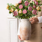 Dobbyby Ceramic Flower Vase 12 inch Farmhouse Rustic Vase Decorative Pottery Terracotta Tall Vases for Home Decor Table Mantle Fireplace Living Room Bathroom Wedding Centerpiece (Large-Aged Terra)