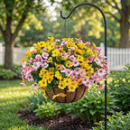Artificial Flowers for Outdoor Fake Plants for Spring Decoration,Faux Eucalyptus Flowers for Planter UV Resistant Lifelike for Home Porch Garden (Yellow/Pink)