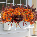 Artificial Sunflowers Flowers Faux Plants for Outdoor, 12 Bundles Fake Silk Realistic Greenery Bushes Look Real UV Resistant for Outside Planters Porch Pot Fall Decor