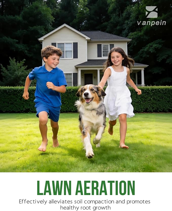 vanpein Lawn Aerator Garden Tool with Soil Core Tray, 38” Manual Grass Plug Aerators, Coring Aeration Tools for Gardening, Soil Compaction, Lawn Yard Care