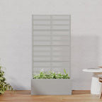Casaphoria Metal Raised Garden Bed with Trellis, 59"x30"x12" Planter Box for Climbing Plants, Vegetables & Vines, Features Drainage Holes and Privacy Screen, Grey-Harold