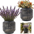 FillTouch 2 Pcs Rustic Hobnail Planter Pot, 7.5" Indoor Outdoor Cement Fiber Flower Pot, Decorative Farmhouse Container for Succulent, Flower & Herb, Vintage Brown Vase for Patio, Balcony Home Decor