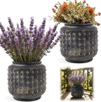 FillTouch 2 Pcs Rustic Hobnail Planter Pot, 7.5" Indoor Outdoor Cement Fiber Flower Pot, Decorative Farmhouse Container for Succulent, Flower & Herb, Vintage Brown Vase for Patio, Balcony Home Decor
