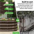 DoCred 2 in 1 Galvanized Raised Garden Bed, 2Pcs Garden Planter Box with 71" H Trellis for Climbing Plants, Outdoor Gardening Raised Beds with Climbing Net for Fruits, Vegetables, Flower (Wood Grain)