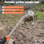 Weed Puller Tool, Portable Garden Weeder Tool, 2026 New Model Rubber Non-Slip Handle Stainless Steel 5-Teeth Weeding Tool, Garden Tools for Vegetable Gardening Backyard Farm Planting & Weeding Tool