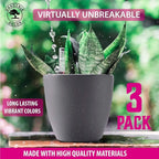 GARDENIX DECOR 7'' Self Watering planters for Indoor Plants - with Water Level Indicator for Flower Pot , Grow Tracking Tool - Coco Coir - Gray 3 Pack