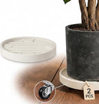 15.5" Plant Caddy with Hidden Wheels, 7 Invisible Caters, Rolling Plants Stand with Wheel Dolly, Wheeled Planter Roller Base, Indoor Pots Holder Tray Plants Pallet, Beige, 2Pack