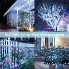 6 Pack Solar String Lights Outdoor, Extra-Long 600LED Solar Fairy Lights Outdoor Waterproof, Solar Twinkle Lights Silver Wire 8 Modes Solar Outside Lights for Xmas Tree Party Wedding (Cool White)