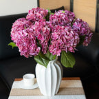 DUYONE 3PCS 22 inch Realistic Artificial Hydrangea Large Flowers Artificial Flowers Dry Flowers Outdoor Wedding Christmas Office Family Party Living Room Table Decoration (Rose Red)