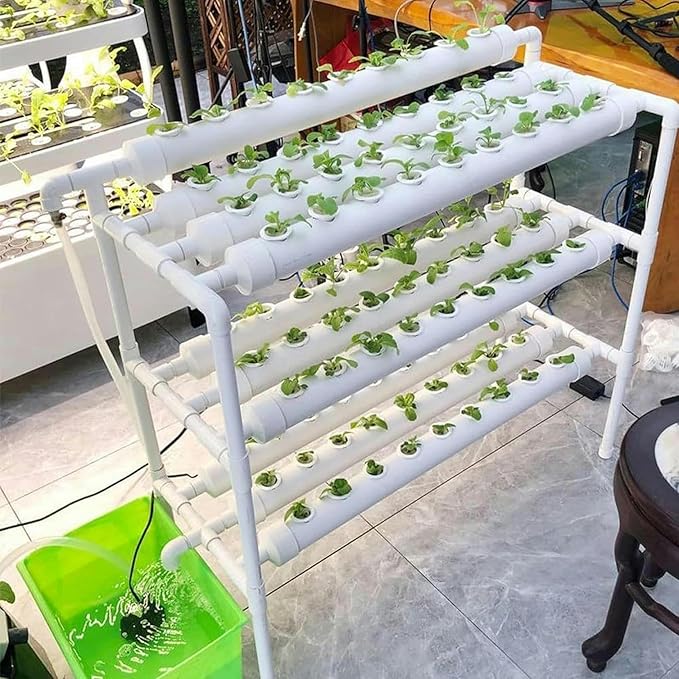 FLTRGO Hydroponics Growing System, Hydroponics Growing System Tower, PVC Pipe, 108 Holes, for Planting Vegetables, Indoor Garden System Tall Hydroponics System Outdoor