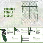 63"H x 47"L Cucumber Trellis for Raised Bed, Adjustable Garden Trellis for Climbing Plants Outdoor with Climbing Net and Plant Support Clip, A-Frame Trellis for Vegetable, Cucumbers, Tomatoes