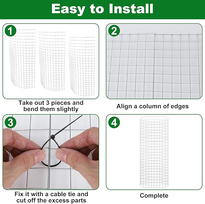 winemana 12 Set Garden Plant Protector Cage, 36 Pcs 16x12 IN Metal Wire Protectors for Plants Protection Cages with Stakes Nylon Ties Animals Barrier to Keep Rabbit Chicken Away from Flower Vegetables