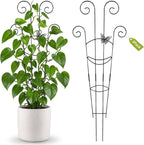 2 Pcs 30'' Monstera Plant Support Stakes, Metal Garden Trellis for Potted Plants Outdoor, Tall Expandable Houseplant Climber Trellis with Butterfly Design for Ivy Hoya Vin (Black)