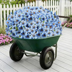 Artificial Flowers Fake Plants for Outdoors Spring Decoration, 13Bundles Silk Realistic UV Resistant Faux Flowers for Outside Planter Porch Yard Patio Garden Home Indoor, Blue