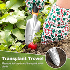 Garden Tool Set, 4Pcs Aluminum Heavy Duty Gardening Tool Set, Include Shovel, Transplant Trowel, Hand Cultivator and Shear with Rubberiz NonSlip Ergonomic Handle, Gardening Kit for Women Men
