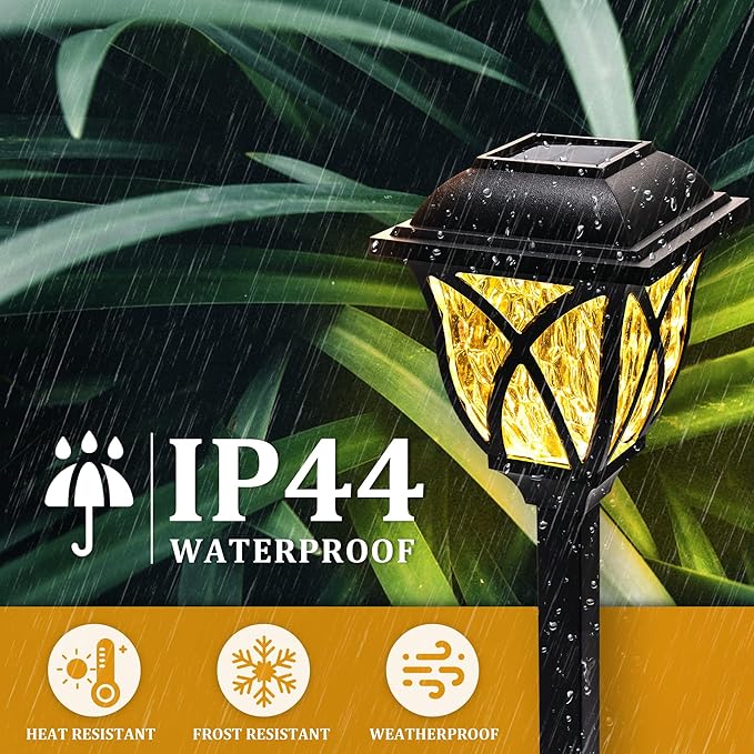 GIGALUMI 6 Pack Solar Lights Outdoor Waterproof, LED Solar Garden Lights, Outdoor Decorations, Garden Decor for Yard, Patio, Landscape, Planter, Walkway (Warm White)