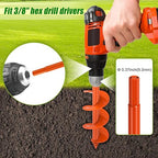 Insaga Threaded Auger Drill Bit for Post Hole Digger 4x12'', 3mm Thick Spiral Garden Earth Auger Bulb Drill Bit for Planting, Hole Digger for Fence Posts, Fits 3/8" Hex Drive Drill