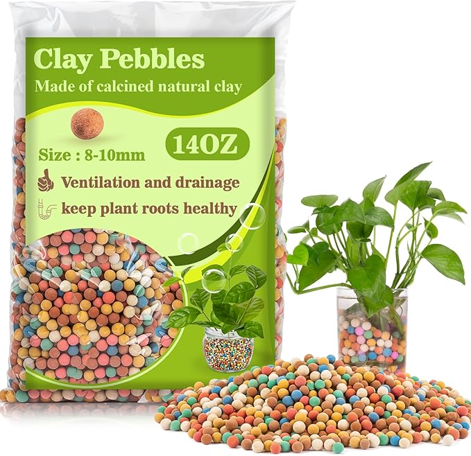 Sukh Clay Pebbles for Plants - 14 OZ Small Pebbles for Indoor Plants Natural Clay, Used for Drainage, Decoration, Aquaponics, Hydroponics (Mixed Colors)