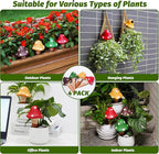 Terracotta Self Watering Spikes, 4 Pack Mushroom Self Watering Planter Insert, Vacation Plant Slow Release Watering Devices for Indoor Outdoor Plants, Colorful Large Water Globes