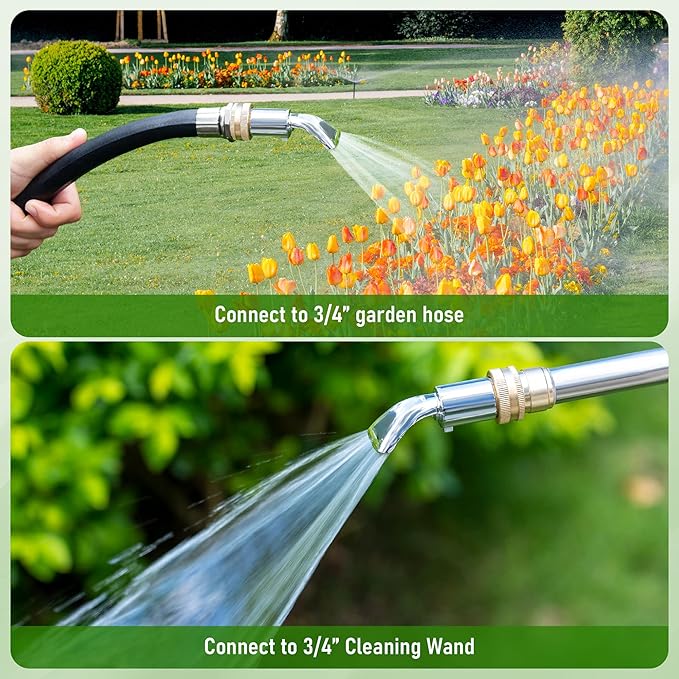 Dreyoo 3/4'' Heavy Duty Sweeper Nozzle for Gutter Cleaning Wand Replace Compatible with Dramm 22311, Brass Garden Hose Nozzle Suitable for Cleaning Gutters Sidewalks Driveways Watering