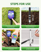 8-in-1 Soil Moisture Tester with APP Monitoring, Soil Moisture pH Meter, Light, Salinity, Fertility, EC, Temperature, Humidity Soil Test Kit for Garden, Farming, Lawns, Indoor & Outdoor Plants.