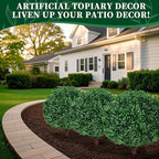 2Pack Artificial Boxwood Topiary Ball Trees, 16'' UV Resistant Fake Evergreen Shrubs Bushes Plants with Ground Spike, Fake Plants for Outdoor Indoor Front Porch Garden