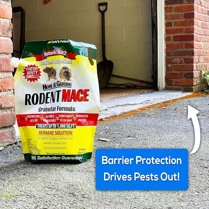 Nature’s MACE Rodent Repellent, 110 lb Granules, Outdoor & Indoor Rodent Repellent, Repel Mice, Rats, Rodents, Mouse and Rat Prevention, Peppermint Blend, Pet Safe, Plant Safe, Covers 22,000 Sq Ft