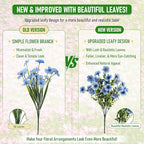 Artificial Flowers Fake Plants for Outdoors Spring Decoration, 13Bundles Silk Realistic UV Resistant Faux Flowers for Outside Planter Porch Yard Patio Garden Home Indoor, Blue