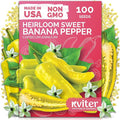 KVITER 100 Sweet Banana Pepper Seeds for Planting (Capsicum Annuum) – Yellow Bell Pepper Seed Packets – Non GMO Heirloom Vegetable Seeds for Planting Indoor Garden & Outdoor, Containers