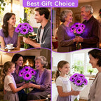 Solar Sunflower Lights Outdoor Garden Decor, 4 Pack Solar Purple Flowers Lights with 24 Sunflowers, Waterproof Fall Decor Stake Decorative Light Auto ON/Off for Garden Yard Patio, Gift for Women