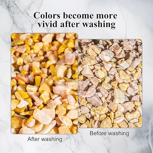 Natural Pea Gravel Pebbles for Plants, Fish Tank Gravel, Small Rocks for Outdoor Landscaping, Terrarium, Fish Tank, Home Decoration (10 Pounds, 1/5-3/5 inch, Yellow)