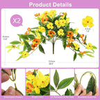 Hommyea Artificial Flowers for Outdoor, 2 Bundles UV Resistant Fake Plants Decoration Realistic Faux Silk Flowers No Fade Plastic Flowers for Outside Planters Home Porch Patio Yard Garden Decor