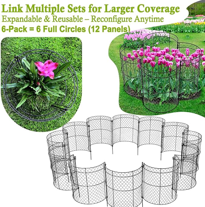 6 Pack Heavy-Duty Chicken Wire Plant Cloches, 14"x16" Rustproof Chicken Wire Cages for Flowers, Seedlings & Vegetables, Combine to Large Fences for Raised Beds & Patios, Keep Rabbits, Squirrels Out