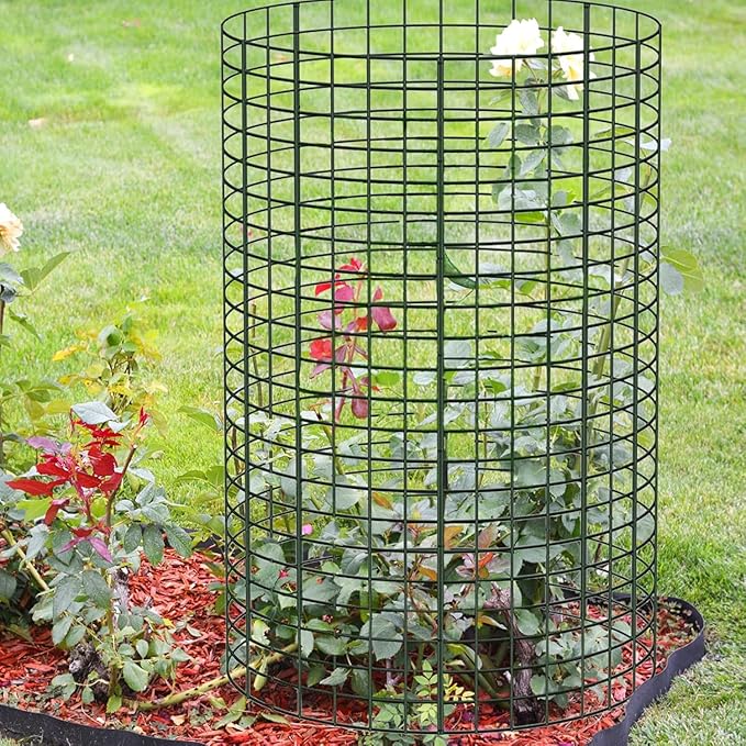 15 Pcs Large Wire Plant Protector from Animals, 5 Sets 24" H X 12" Dia Metal Plant Cage Chicken Wire Cloche Pack with Ground Stakes and Nylon Tie to Keep Animals Out, Garden Protection Bunny Barricade