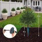 23" Artificial Cedar Topiary Ball Trees with Spike, Set of 2 UV Resistant Fake Evergreen Bushes Shrubs Trees, Realistic Faux Cypress Plants for Outdoor Indoor