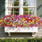Alupssuc 24 Bundles Artificial Flowers for Outdoors Decoration, UV Resistant Silk Faux Floral Spring Fake Plastic Plants Greenery for Outside Indoor Home Porch Window Planter Decor, Mix 4 Colors