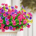 16 Bundles Artificial Fake Flowers Plants for Outdoors Spring Summer Decor,Faux Flowers Plant Silk Daisy UV Resistant for Outside Planters Front Porch Patio Yard Garden Home(Red,Purple,Yellow,Fuchsia)