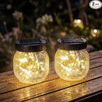 2 Pack Small Solar Lanterns Outdoor Waterproof, Cracked Glass Hanging Globe Lights for Backyard Patio Garden Pathway Balcony and Table Decor, Warm White - Gifts for Women Mom Homeowners