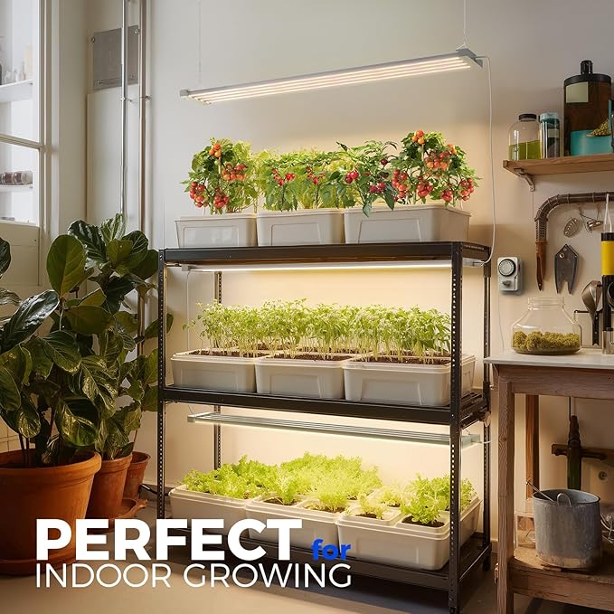 Barrina TX-L84 4FT Grow Lights for Indoor Plant, 336W (4 x 84W), 4 LED Panels Wider Coverage, Full Spectrum, High PPFD, Mechanical Timer, Linkable, Hanging Light for Indoor Vegetable, Seeding, 4 Packs