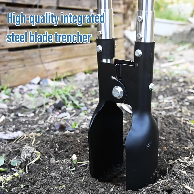YEELOR Post Hole Digger, Hole Digger with One-Piece Manganese Steel Blade, Post Digger with 55" Adjustable Stainless Steel Handle for Digging Post Holes Installing Mailboxes Fencing