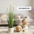 Ttranewsoo Artificial Tall Grass Plants with Pots 36" 1 Pack Lily of The Valley Artificial Grass Home Interior Decorating and Outdoor Garden Decorations(White)