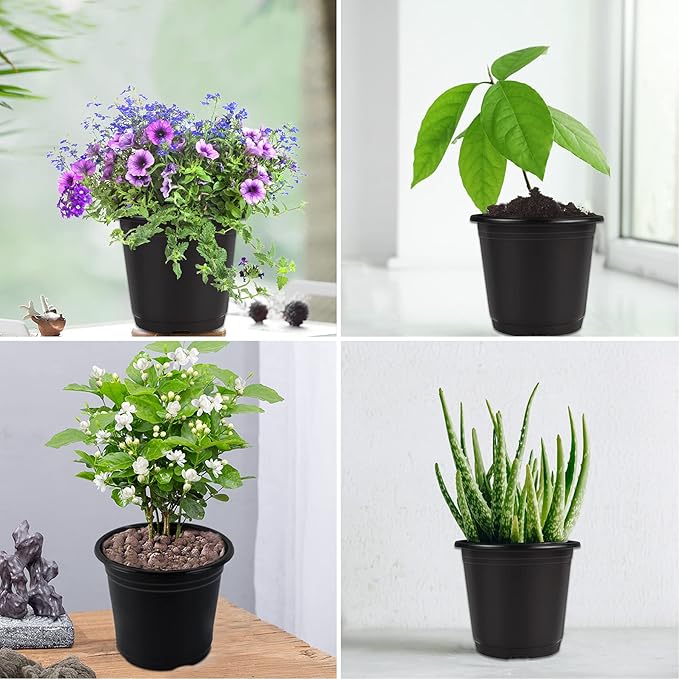 Augshy 150 Pcs 4" Black Plastic Plants Nursery Pot,Seed Starting Pots