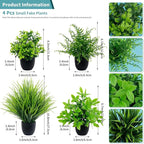 LOYWREE 4 Pack Artificial Plants Mini Fake Potted Plants Small Faux Greenery for Indoor Home Office Desk Table Shelf Farmhouse Bathroom Kitchen Coffee Table Laundry Room Decor