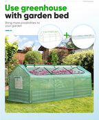 Quictent Mini Greenhouse, Portable Quick-Setup Small Tabletop Waterproof UV Protected PE Cover Shelter for Outdoors/Indoors W/ Raised Base for Garden Plant Seed Starting, 8 Stake, 95"x36"x36", Green