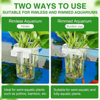 2025 New Upgraded Large Aquarium Plant Holder with 1.57-inch Extension Hooks and Suction Cups for Fish Tank Aquaponic Plant Cultivation and Aquascape Accessories Decorations (2 PCS) Transparent