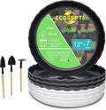 Plant Saucer, 7 Pack 8 10 12 14 15 Inch Durable Plastic Plant Trays for Pots, White & Black Round Plant Pot Saucers, Drip Tray for Indoor and Outdoor Garden (12", for 9 10 Inch Pot)