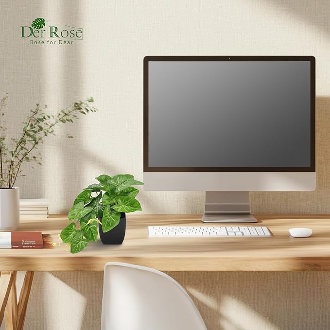 Der Rose 4Pcs Small Fake Plants Black Artificial Mini Faux Plants for Bathroom Office Desk Shelf Table Accessories Decor Indoor